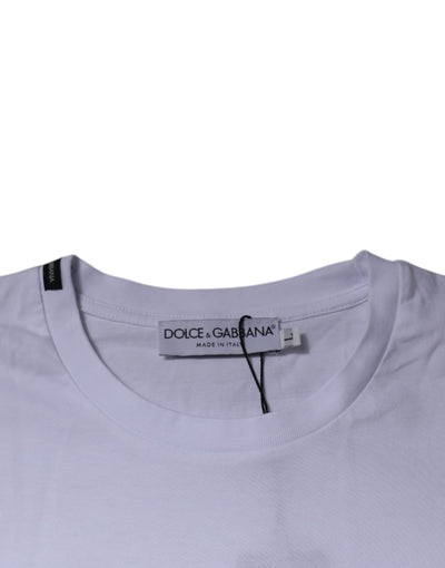 Dolce &amp; Gabbana Wit Rood Luipaard Katoenen T-shirt met Ronde Hals