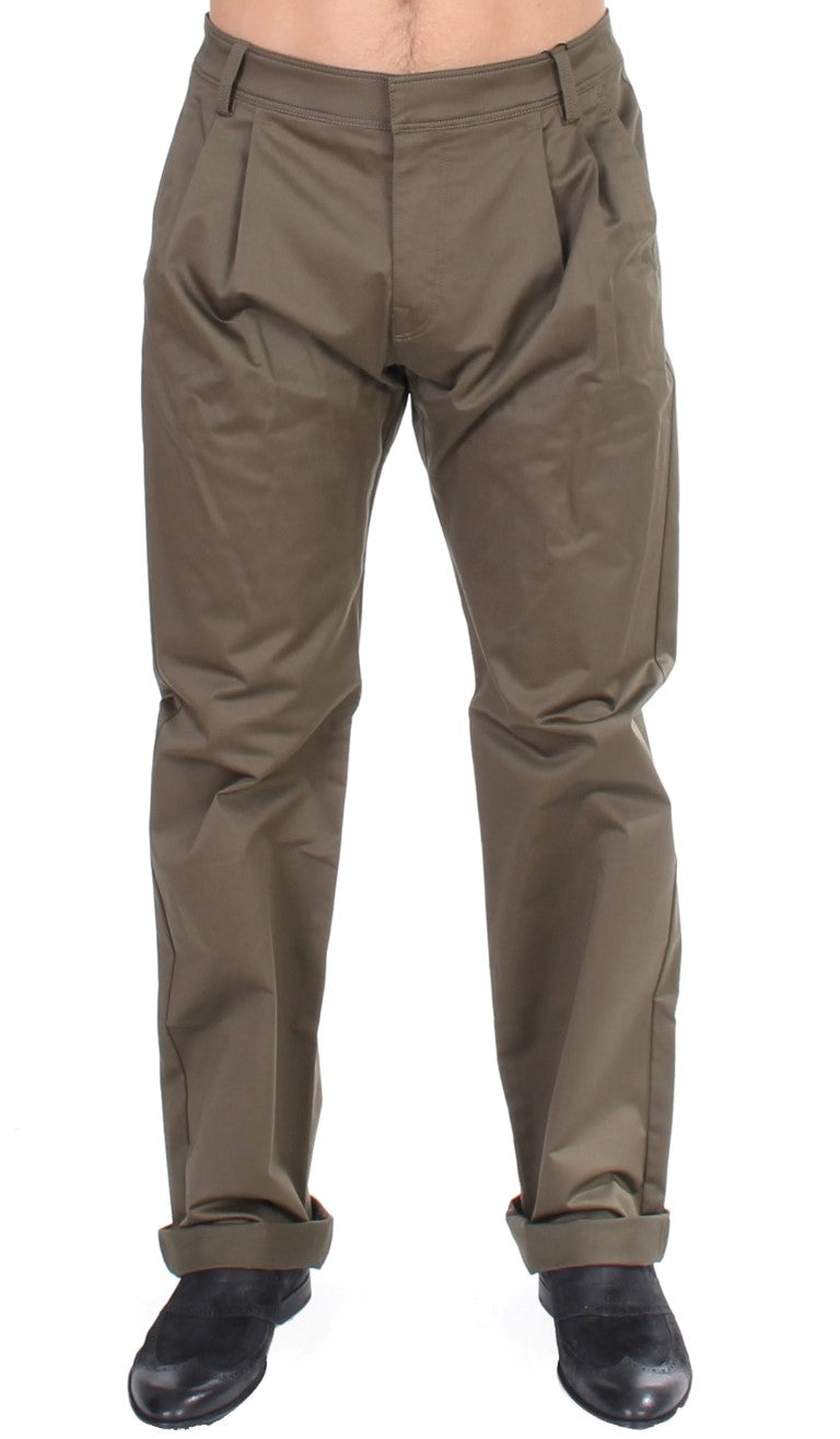 GF Ferre Groene Katoenen Stretch Comfort Fit Broek