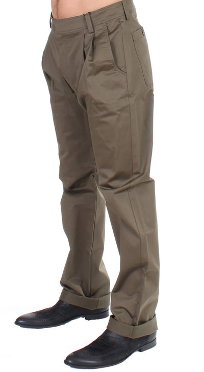 GF Ferre Groene Katoenen Stretch Comfort Fit Broek
