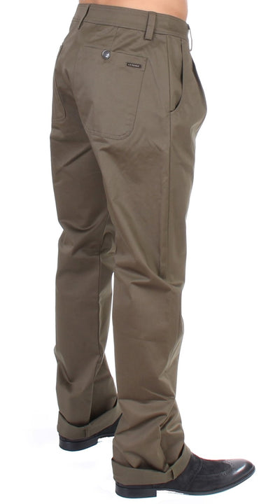 GF Ferre Groene Katoenen Stretch Comfort Fit Broek