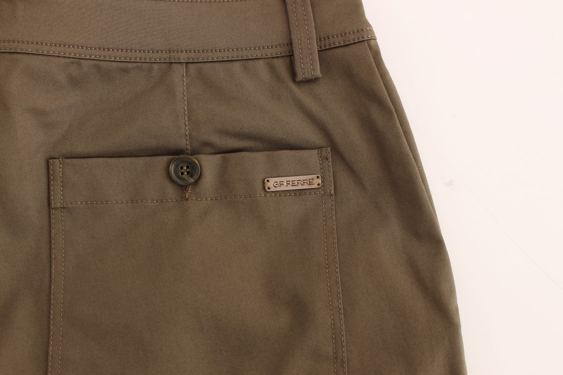 GF Ferre Groene Katoenen Stretch Comfort Fit Broek