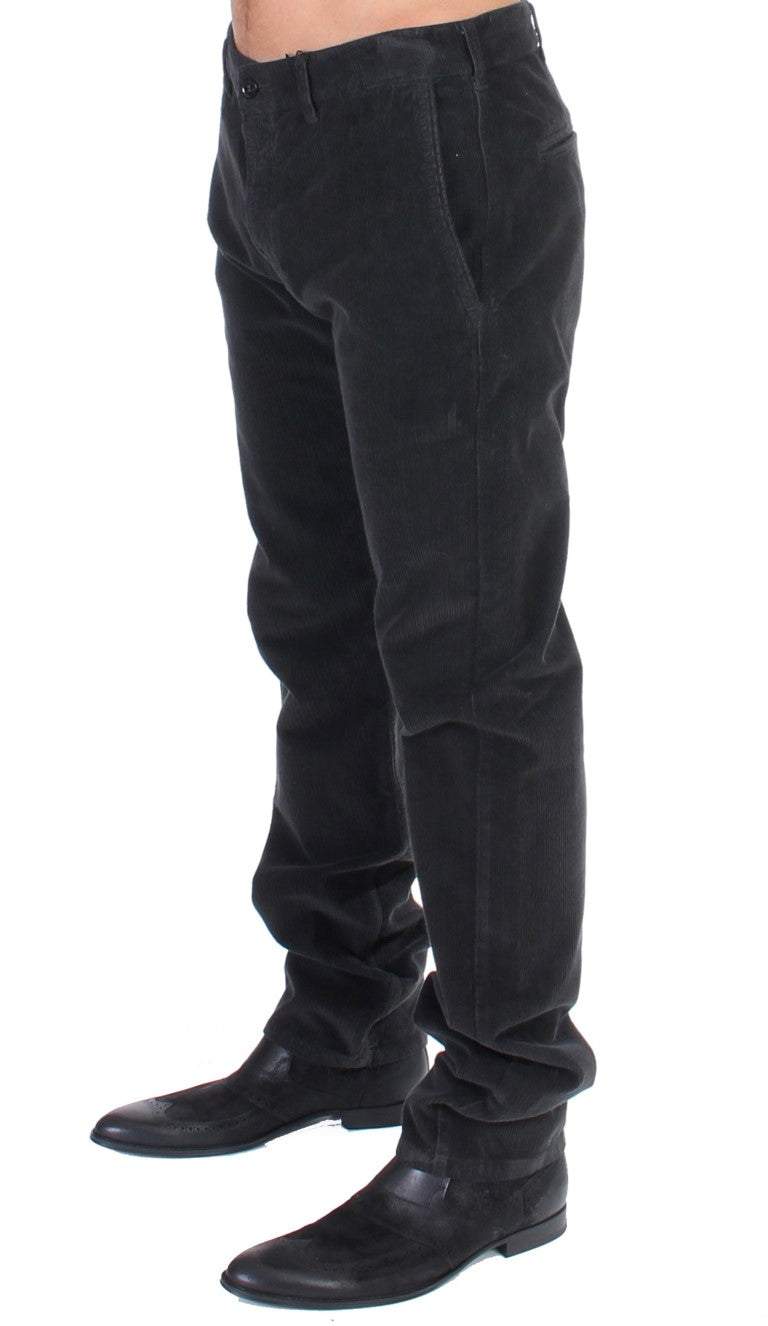 GF Ferre Zwarte Corduroy Katoenen Rechte Broek