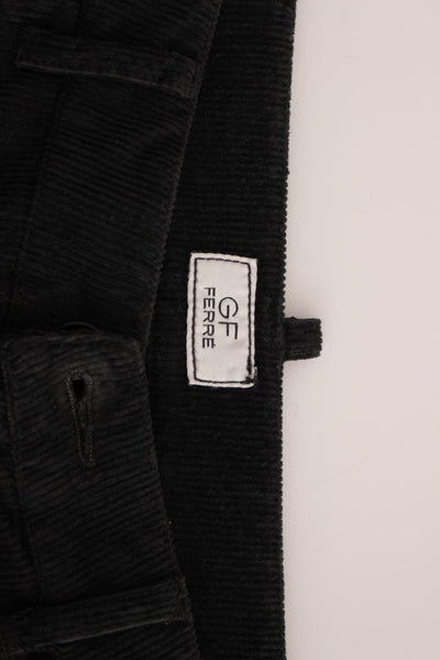 GF Ferre Zwarte Corduroy Katoenen Rechte Broek
