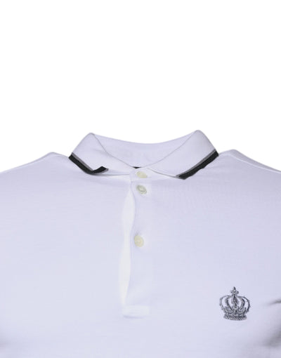 Dolce &amp; Gabbana wit katoenen poloshirt met kroonkraag