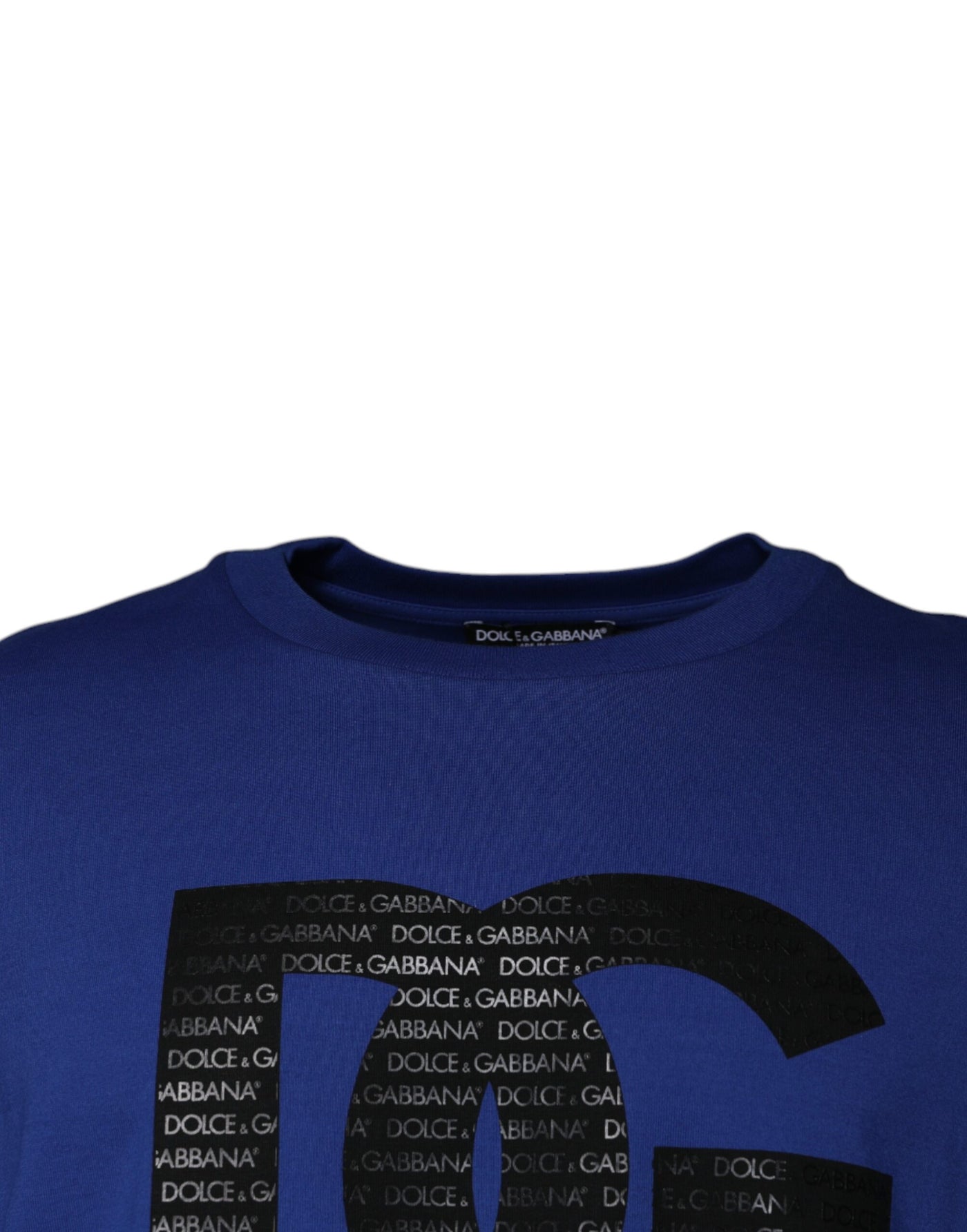 Dolce &amp; Gabbana Blauw Logo Print Katoenen Heren T-shirt met Ronde Hals