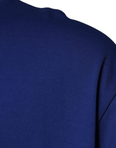 Dolce &amp; Gabbana Blauw Logo Print Katoenen Heren T-shirt met Ronde Hals