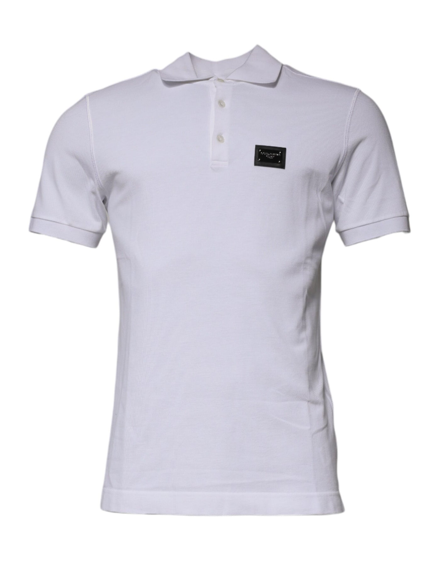 Dolce &amp; Gabbana wit katoenen poloshirt met logoplaquette en kraag