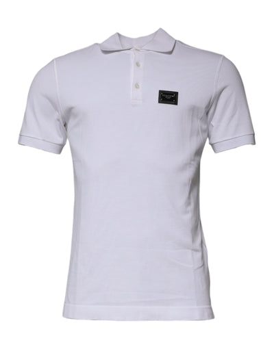 Dolce &amp; Gabbana wit katoenen poloshirt met logoplaquette en kraag