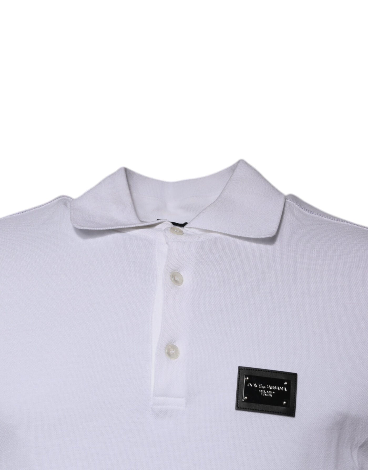 Dolce &amp; Gabbana wit katoenen poloshirt met logoplaquette en kraag