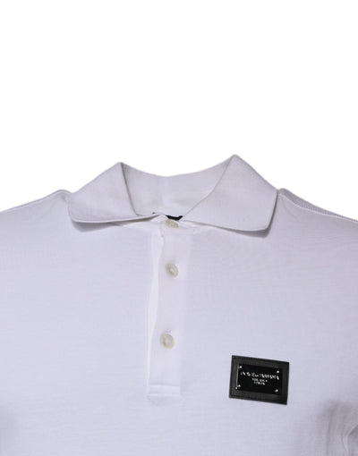 Dolce &amp; Gabbana wit katoenen poloshirt met logoplaquette en kraag