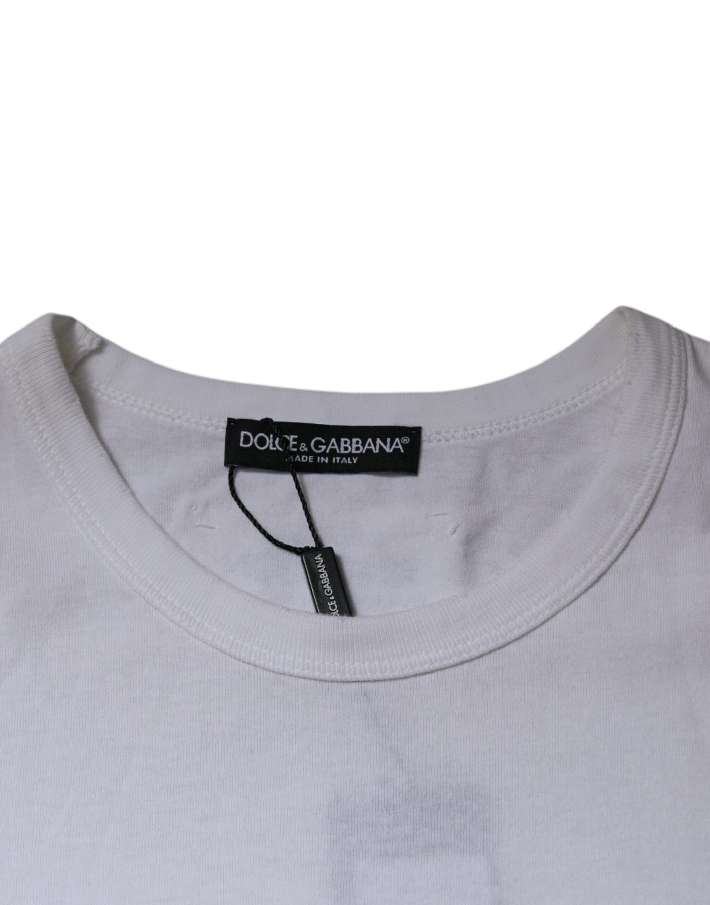 Dolce &amp; Gabbana Wit Gestreept T-shirt met Ronde Hals en Korte Mouwen