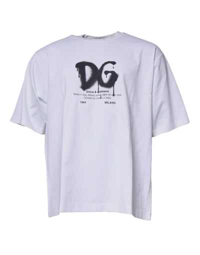 Dolce &amp; Gabbana Wit DG Logo Katoenen T-shirt met ronde hals