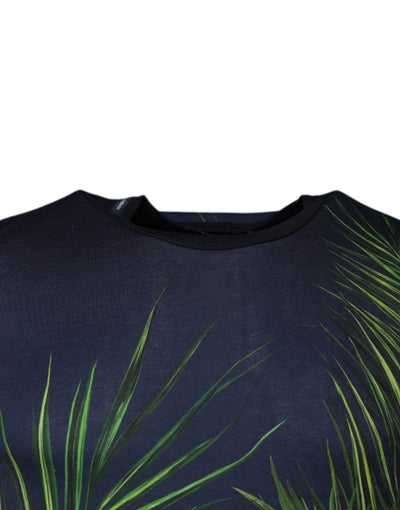 Dolce &amp; Gabbana Blue Tree Print Crewneck T-shirt met korte mouwen