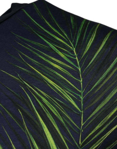 Dolce &amp; Gabbana Blue Tree Print Crewneck T-shirt met korte mouwen