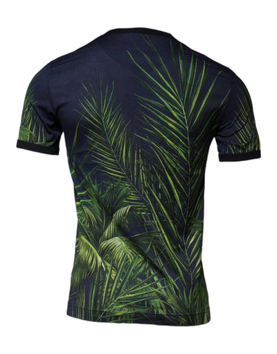 Dolce &amp; Gabbana Blue Tree Print Crewneck T-shirt met korte mouwen