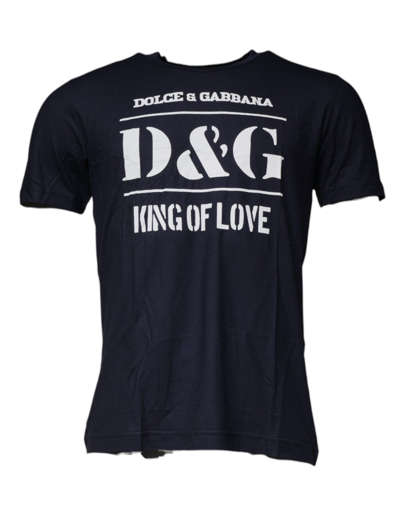 Dolce &amp; Gabbana Blauw D&amp;G King Of Love Katoenen T-shirt met Ronde Hals