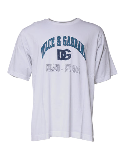 Dolce &amp; Gabbana Wit DG Milano Katoenen T-shirt met Ronde Hals