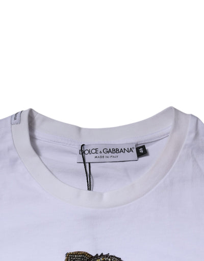 Dolce &amp; Gabbana Wit DG Logo Katoenen T-shirt met ronde hals
