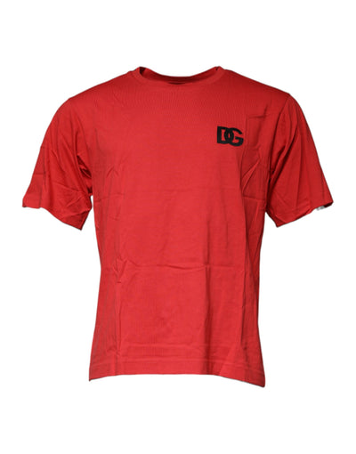 Dolce &amp; Gabbana Rood DG Logo Katoenen T-shirt met Ronde Hals