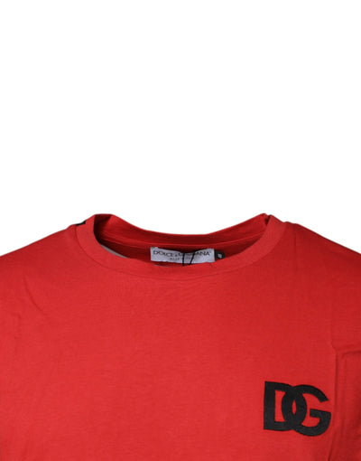 Dolce &amp; Gabbana Rood DG Logo Katoenen T-shirt met Ronde Hals