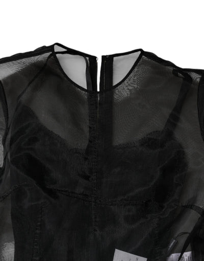 Dolce &amp; Gabbana zwarte tule A-lijn midi cocktailjurk