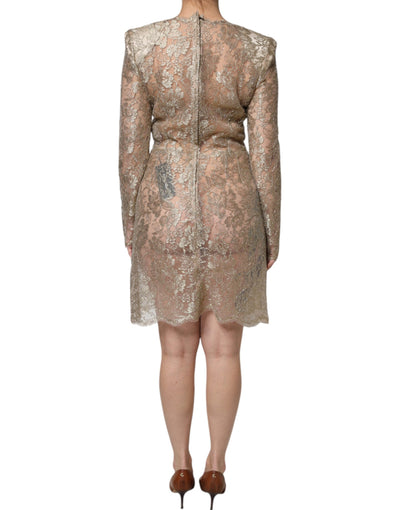 Dolce &amp; Gabbana gouden bloemenkant A-lijn mantel mini-jurk