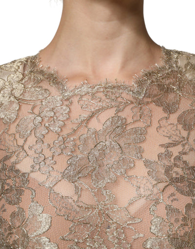 Dolce &amp; Gabbana gouden bloemenkant A-lijn mantel mini-jurk