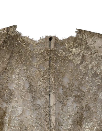 Dolce &amp; Gabbana gouden bloemenkant A-lijn mantel mini-jurk