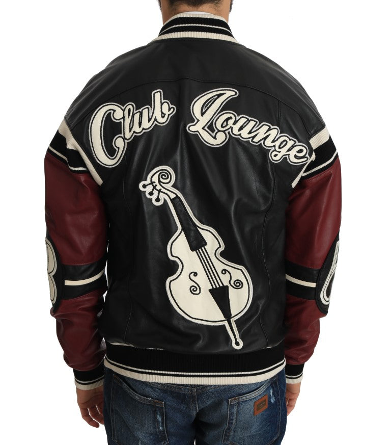Veste en cuir Dolce &amp; Gabbana Club Lounge noire et rouge