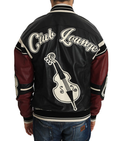 Veste en cuir Dolce &amp; Gabbana Club Lounge noire et rouge