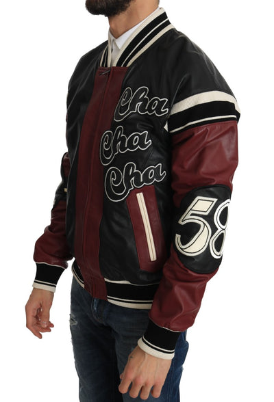 Veste en cuir Dolce &amp; Gabbana Club Lounge noire et rouge