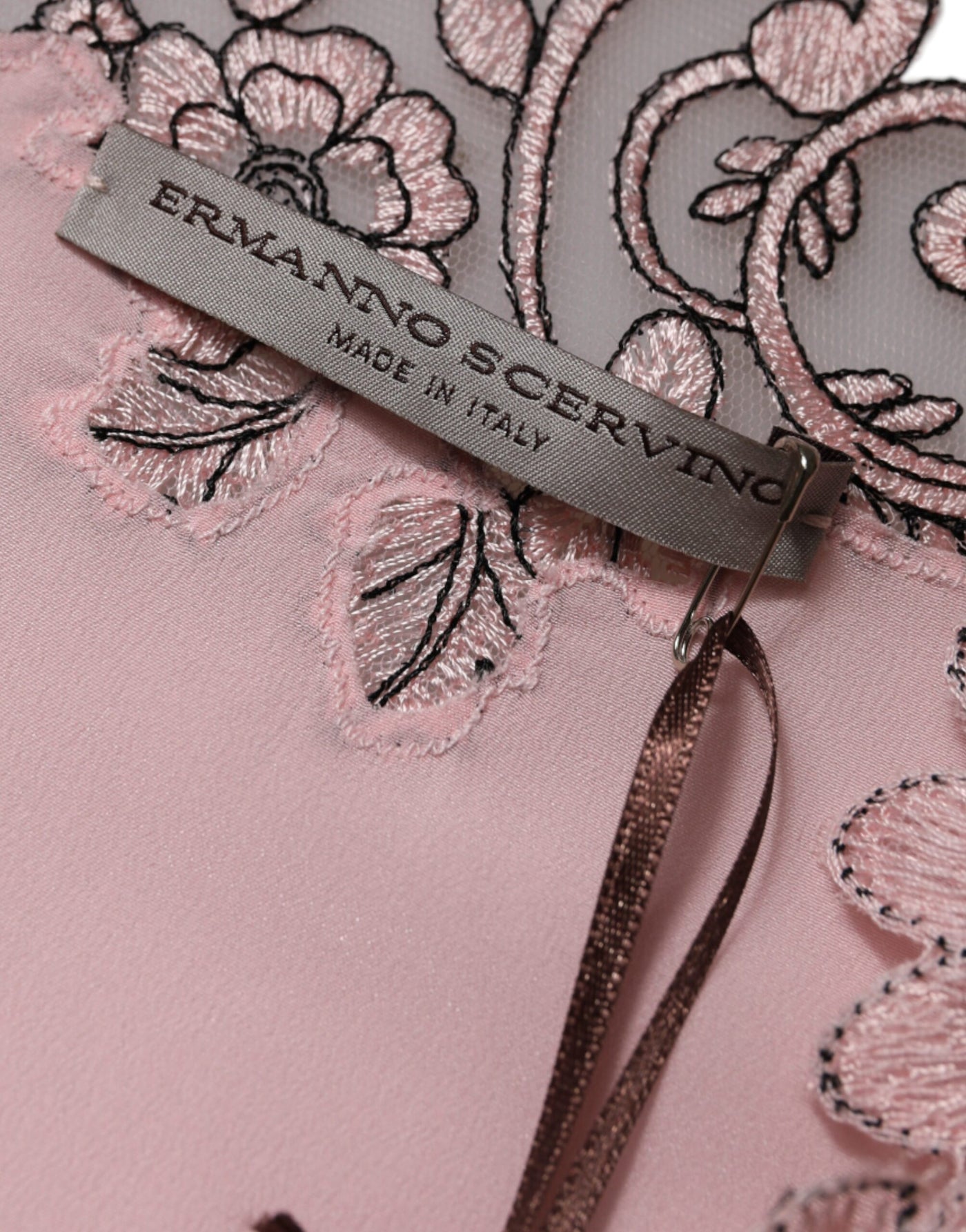 Ermanno Scervino roze bloemenkant korte mouwen V-hals midi-jurk