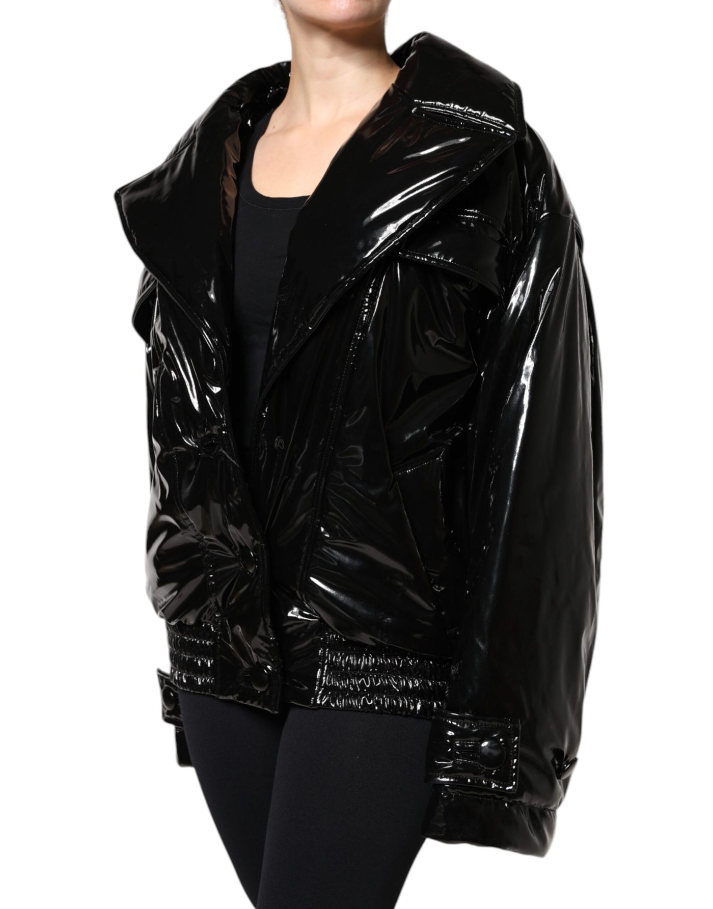 Dolce &amp; Gabbana Zwart Polyester Blousonjack met Knoopjes