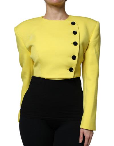 Dolce &amp; Gabbana - Manteau court à manches longues en laine jaune citron