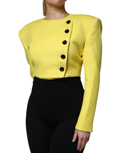 Dolce &amp; Gabbana - Manteau court à manches longues en laine jaune citron