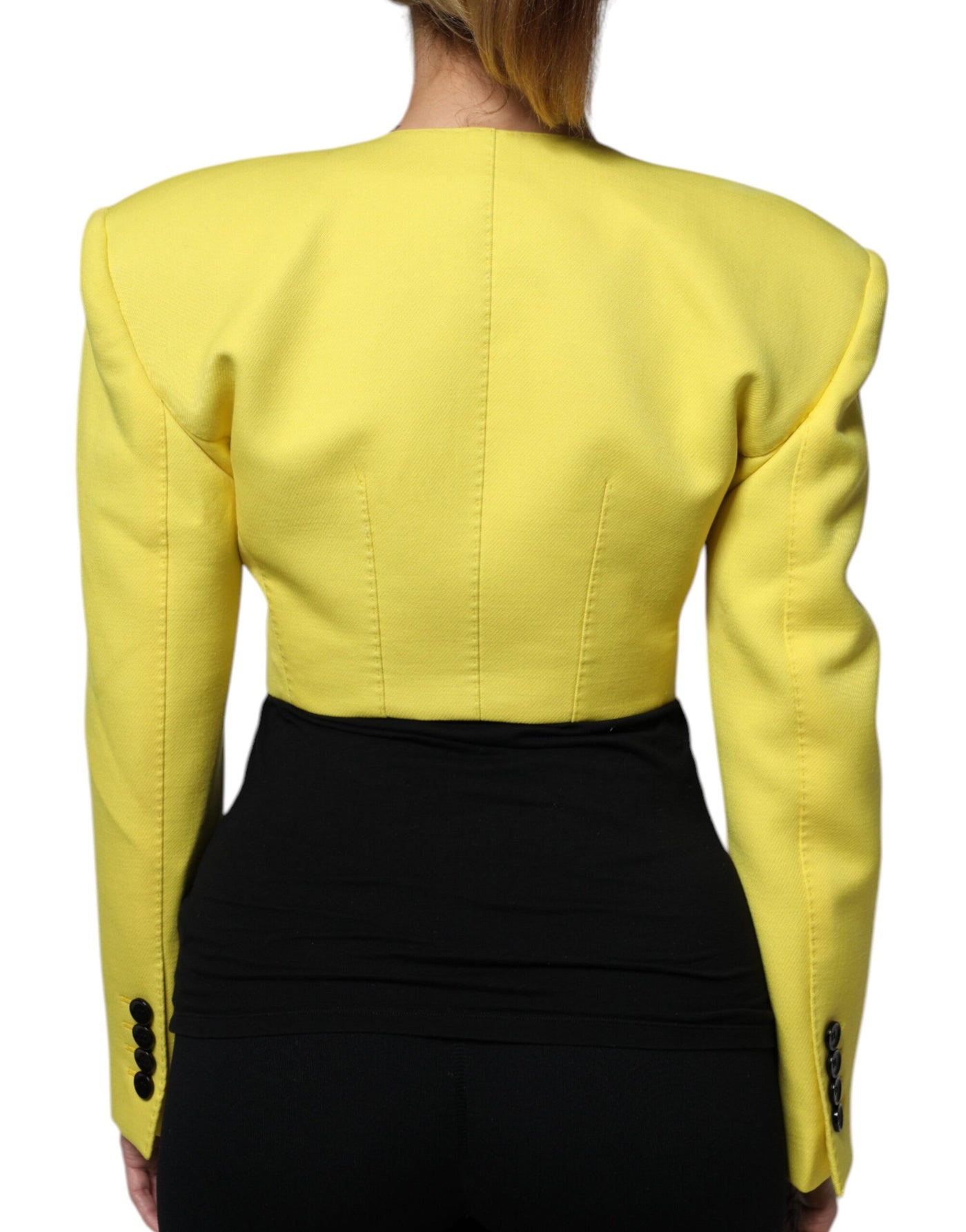 Dolce &amp; Gabbana - Manteau court à manches longues en laine jaune citron