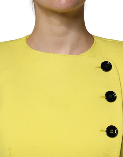 Dolce &amp; Gabbana - Manteau court à manches longues en laine jaune citron