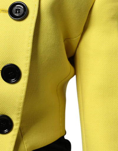 Dolce &amp; Gabbana - Manteau court à manches longues en laine jaune citron