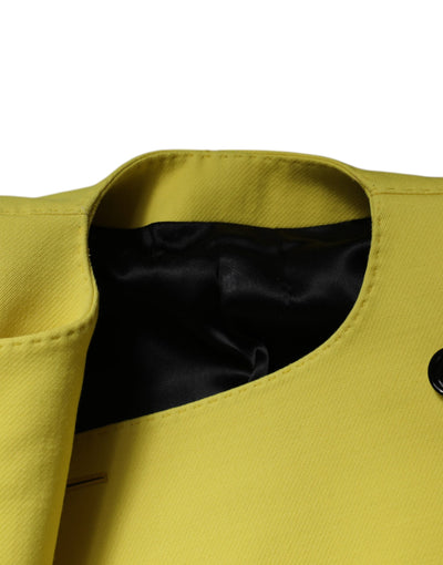 Dolce &amp; Gabbana - Manteau court à manches longues en laine jaune citron