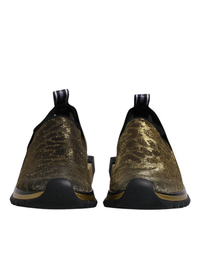 Dolce &amp; Gabbana Gold Glitter Leopard Sorrento Sneakers Schoenen