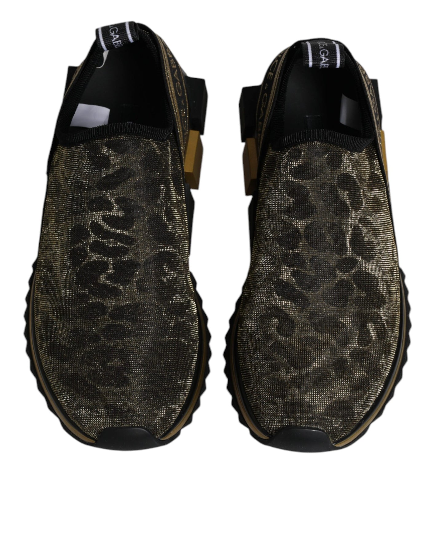 Dolce &amp; Gabbana Gold Glitter Leopard Sorrento Sneakers Schoenen