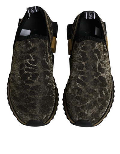 Dolce &amp; Gabbana Gold Glitter Leopard Sorrento Sneakers Schoenen
