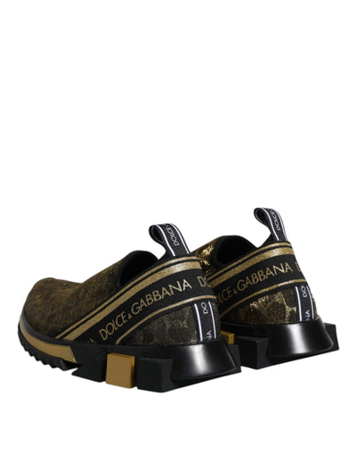 Dolce &amp; Gabbana Gold Glitter Leopard Sorrento Sneakers Schoenen