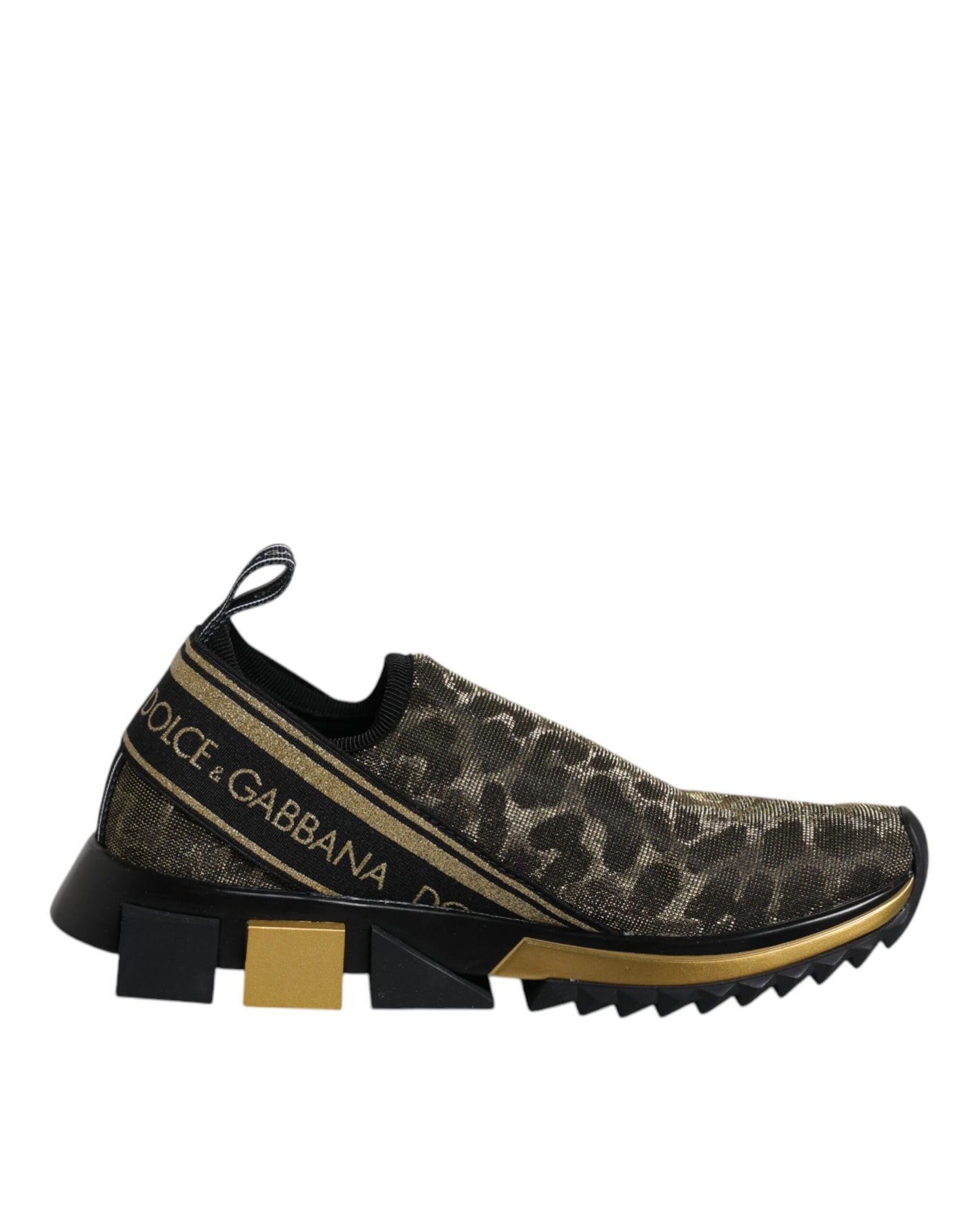 Dolce &amp; Gabbana Gold Glitter Leopard Sorrento Sneakers Schoenen