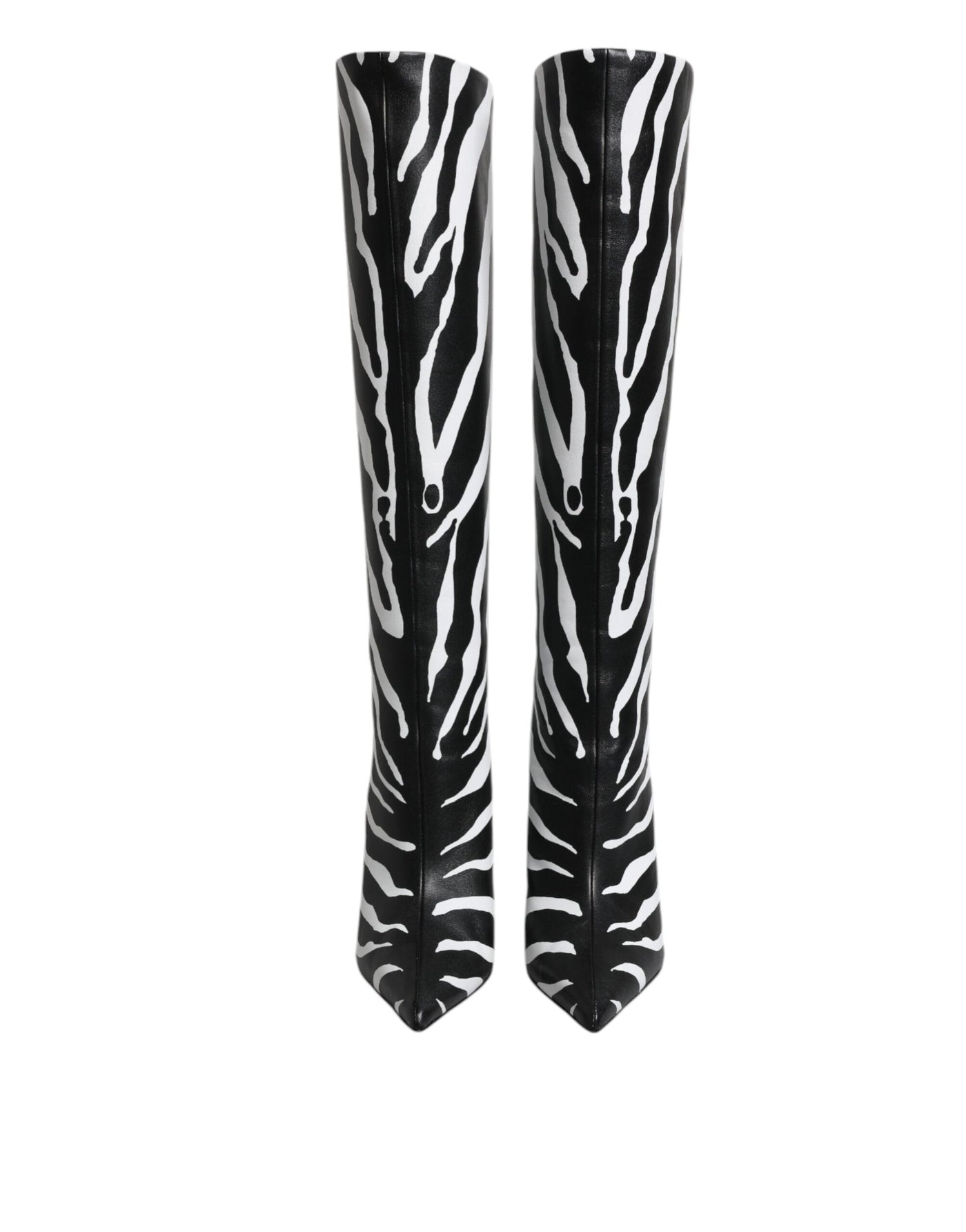 Bottes hautes à talons zébrés noires et blanches Dolce &amp; Gabbana