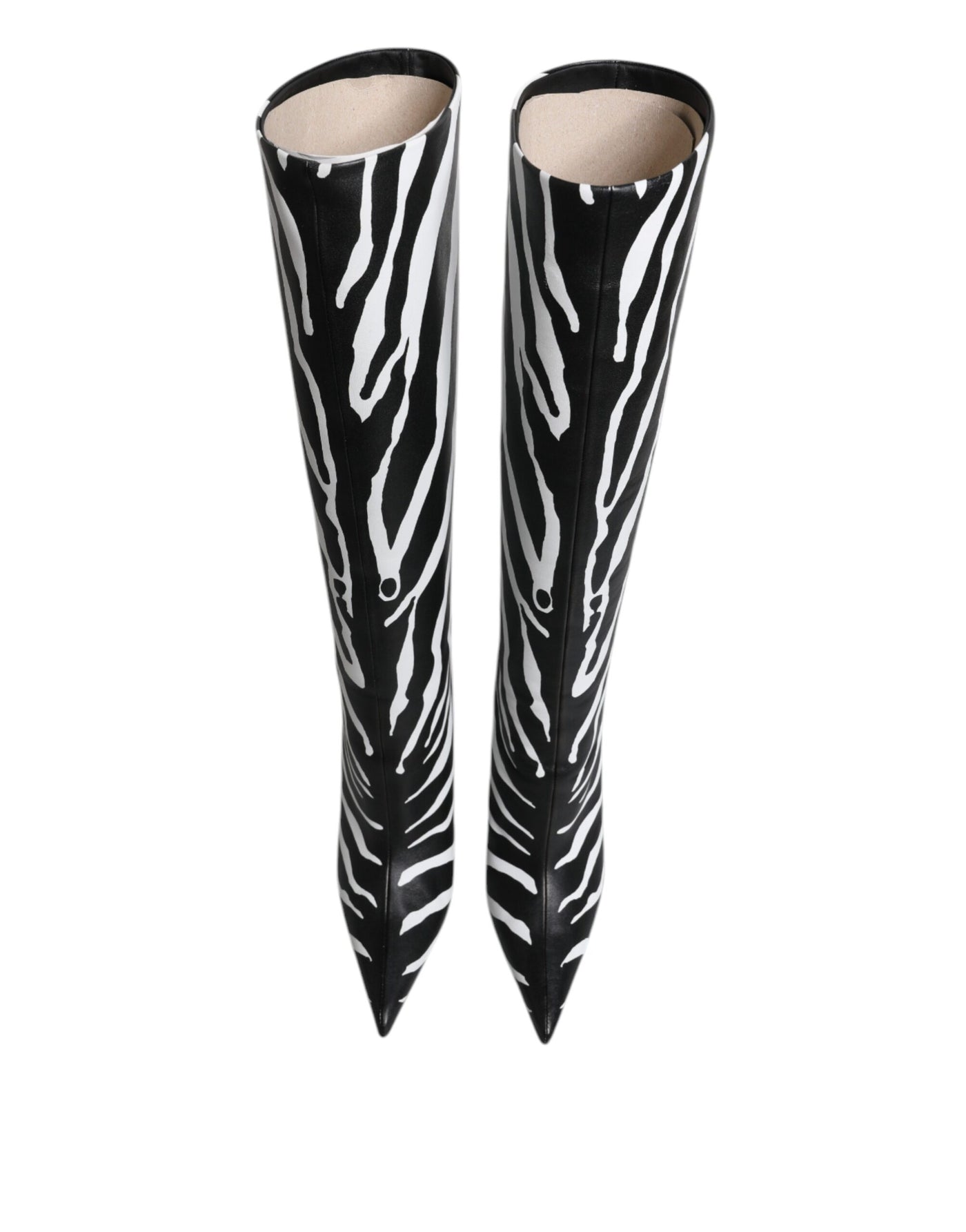Bottes hautes à talons zébrés noires et blanches Dolce &amp; Gabbana