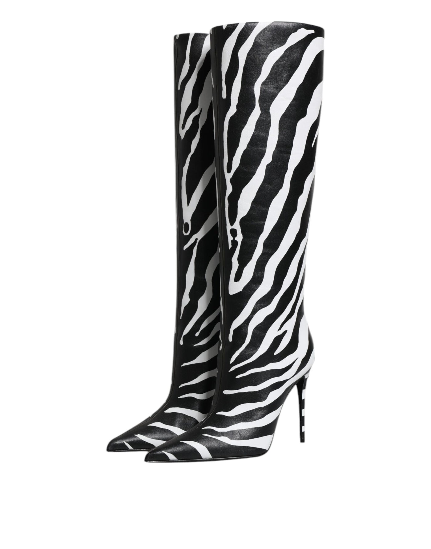 Bottes hautes à talons zébrés noires et blanches Dolce &amp; Gabbana