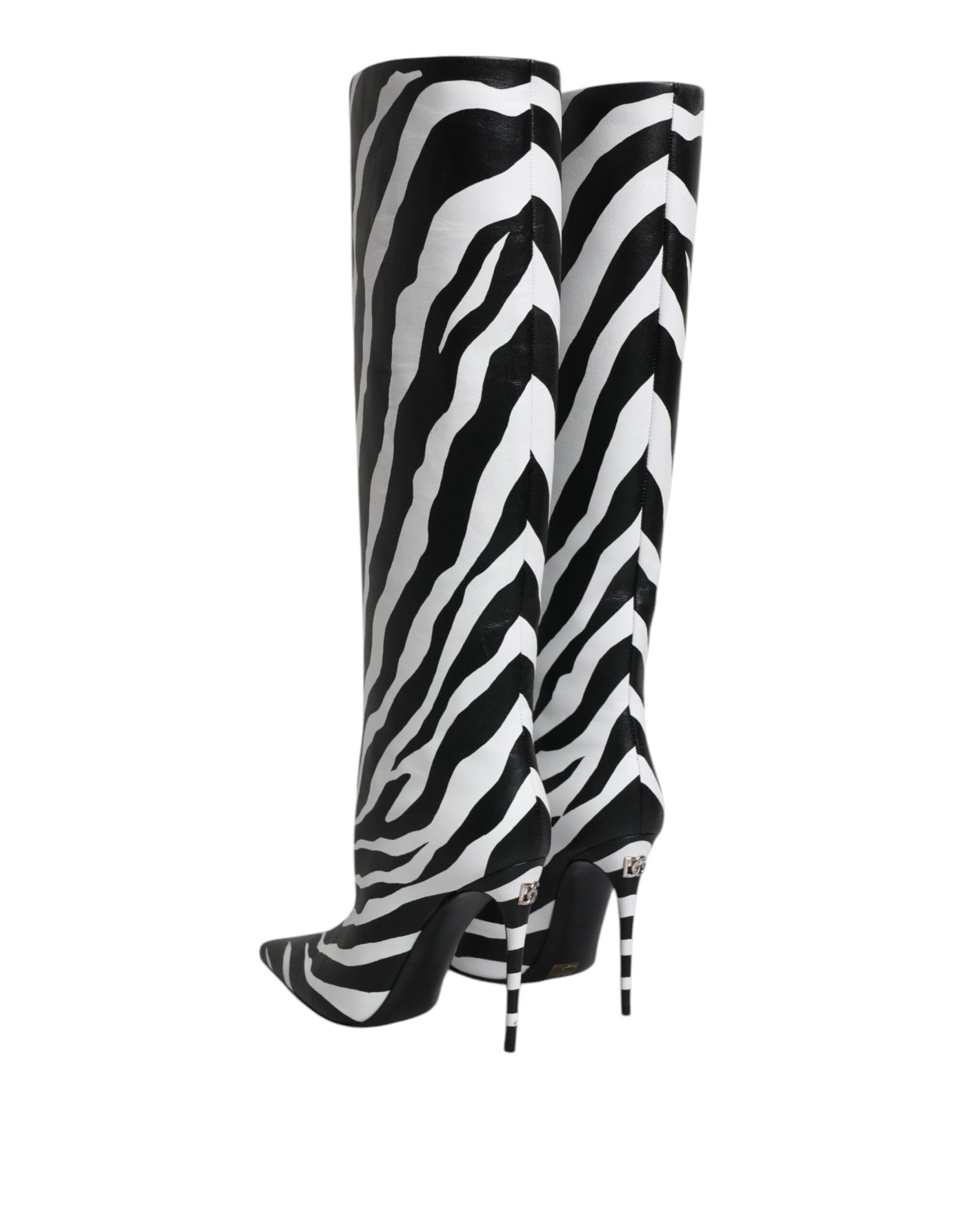 Bottes hautes à talons zébrés noires et blanches Dolce &amp; Gabbana