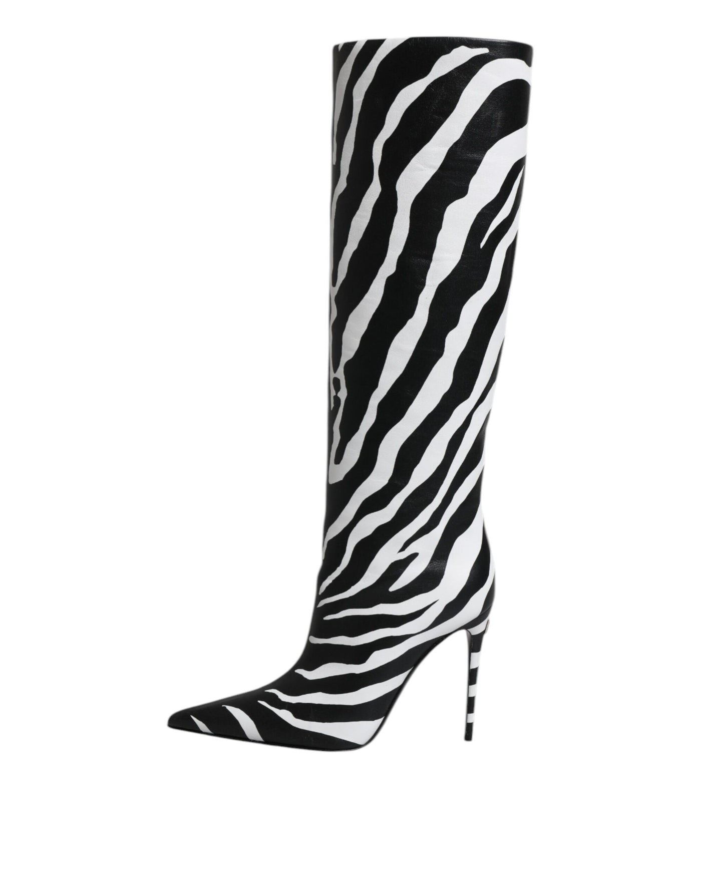 Bottes hautes à talons zébrés noires et blanches Dolce &amp; Gabbana