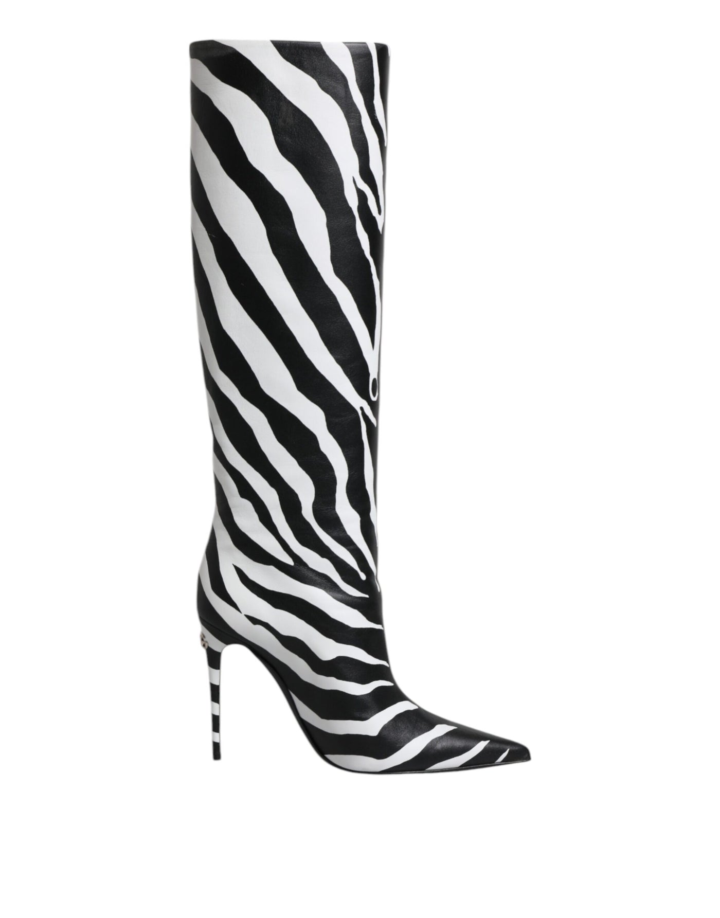 Bottes hautes à talons zébrés noires et blanches Dolce &amp; Gabbana